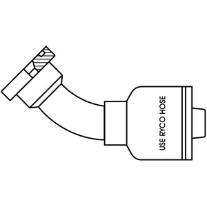 CX048 T2000 Pressnippel SAE fläns 3000PSI 45º böj