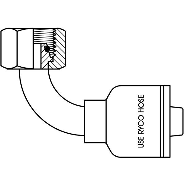 CX074 T2000 Pressnippel inv Metrisk DKOS 90º böj