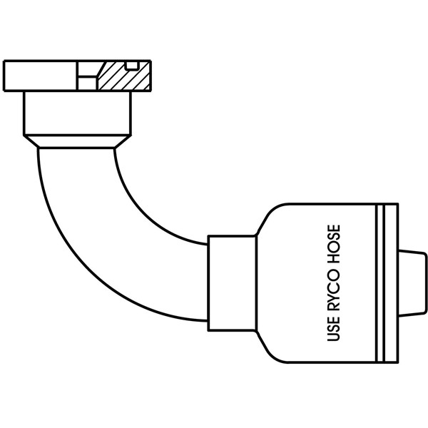 CX044 T2000 Pressnippel SAE fläns 3000PSI 90º Böj