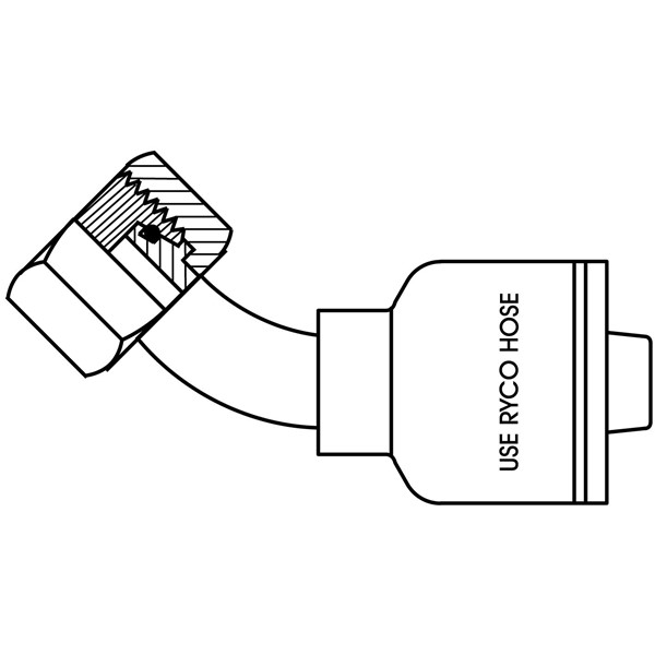 CX075 T2000 Pressnippel inv Metrisk DKOS 45º böj