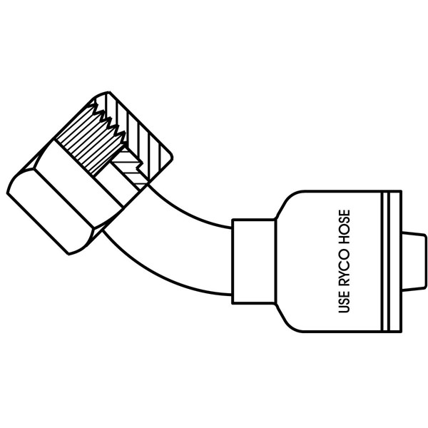 CX122 T2000 Pressnippel ORFS 45 böj